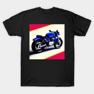 Vintage Classic Blue Motorcycle Poster T-Shirt